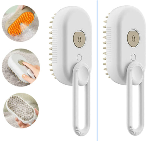 3-in-1 Electric Steam Pet Brush – Self Cleaning Dog & Cat Grooming Brush with Spray, Deshedding & Detangling Comb
