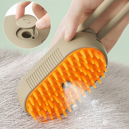 3-in-1 Electric Steam Pet Brush – Self Cleaning Dog & Cat Grooming Brush with Spray, Deshedding & Detangling Comb
